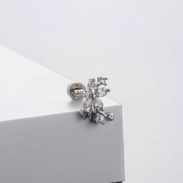 Wholesale Titanium Steel Bow Shape Zircon Earrings For Women With Fairy Style