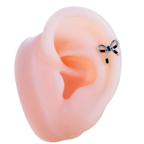 Wholesale Titanium Steel Bow Shaped Ear Nails With Zirconia Design For Women