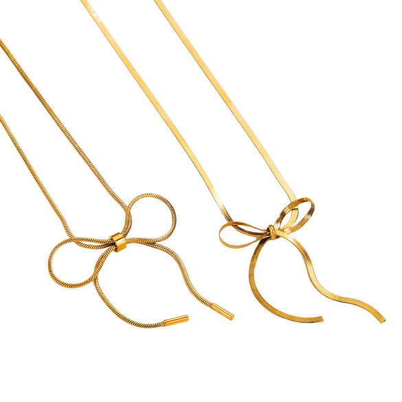 Wholesale Titanium Steel Bow Snake Bone Chain Necklace With Electroplating For Women And Men