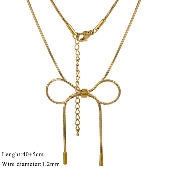 Wholesale Titanium Steel Bow Snake Bone Chain Necklace With Electroplating For Women And Men