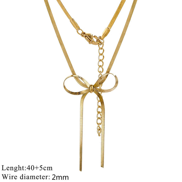 Wholesale Titanium Steel Bow Snake Bone Chain Necklace With Electroplating For Women And Men