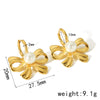 Wholesale Titanium Steel Bow Tie Earrings And Ring For Women 18K Goldplated With Zirconia Design Highend Jewelry