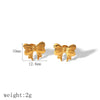 Wholesale Titanium Steel Bow Tie Earrings And Ring For Women 18K Goldplated With Zirconia Design Highend Jewelry