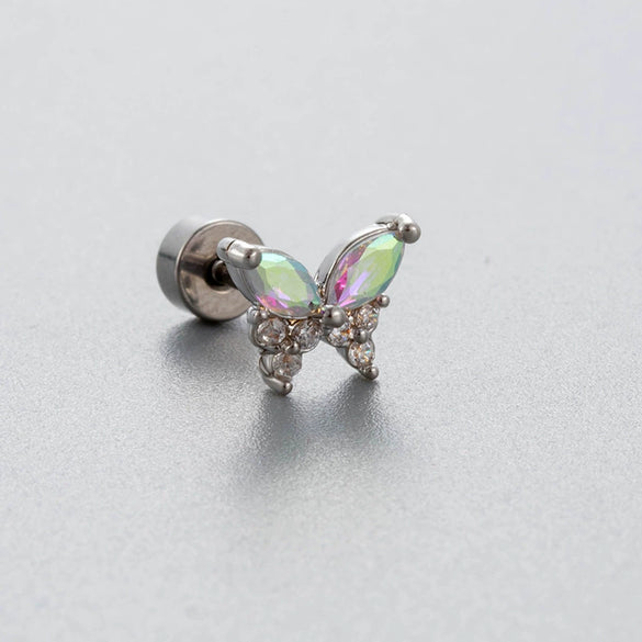 Wholesale Titanium Steel Bow Zirconia Fairy Style Women's Earrings