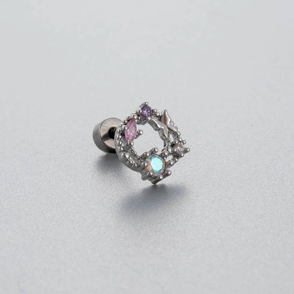 Wholesale Titanium Steel Bow Zirconia Fairy Style Women's Earrings