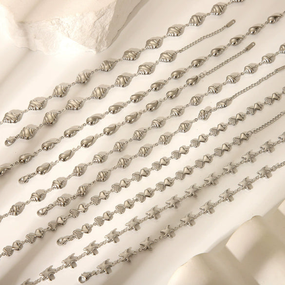 Wholesale Titanium Steel Bracelet With Drop Shape Water Drops Conch Design Light Luxury Style Electroplated