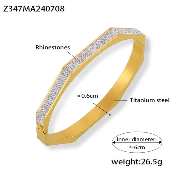 Wholesale Titanium Steel Bracelet With Electroplating Full Of Zircon Simple Style Geometric Shape All Over The Sky Star Design