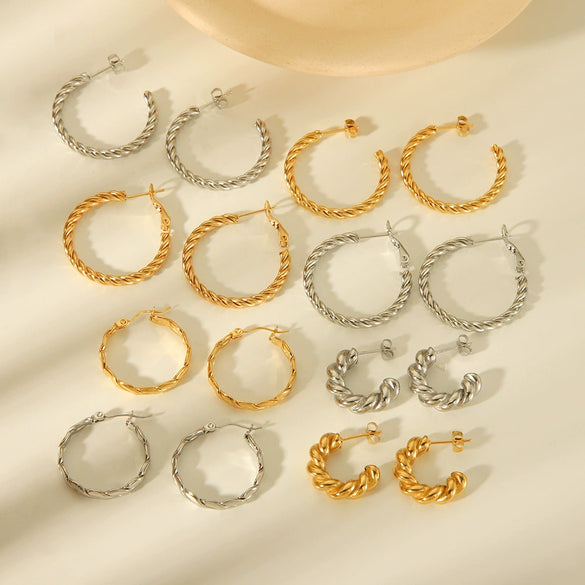 Wholesale Titanium Steel C Shaped Earrings Stainless Steel Vacuum Plated Electroplated Styling Geometric Women's Earrings