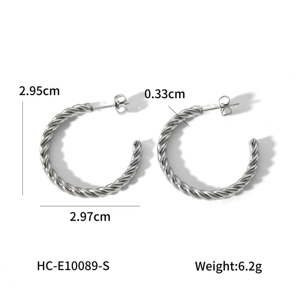 Wholesale Titanium Steel C Shaped Earrings Stainless Steel Vacuum Plated Electroplated Styling Geometric Women's Earrings