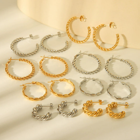 Wholesale Titanium Steel C Shaped Earrings Stainless Steel Vacuum Plated Electroplated Styling Geometric Women's Earrings