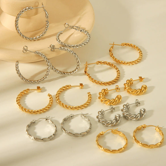 Wholesale Titanium Steel C Shaped Earrings Stainless Steel Vacuum Plated Electroplated Styling Geometric Women's Earrings