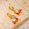 Wholesale Titanium Steel Cartoon Character Earrings Santa Claus Elk Christmas Tree Styles With Electroplating