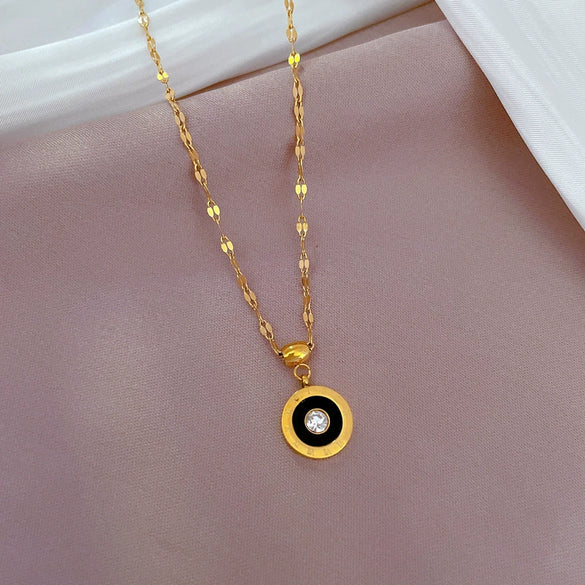 Wholesale Titanium Steel Cartoon Geometric Electroplated Necklace For Women