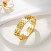 Wholesale Titanium Steel Casting Four Leaf Clover Square Wide Version Women's Exaggerated Style Polish Bracelet