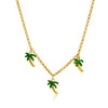 Wholesale Titanium Steel Coconut Tree Dripping Oil Multipendant Necklace For Women