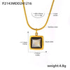 Wholesale Titanium Steel Collarbone Chain With Black Shell Malachite Square Pendant Electroplated Light Luxury Women's Jewelry