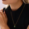 Wholesale Titanium Steel Collarbone Chain With Black Shell Malachite Square Pendant Electroplated Light Luxury Women's Jewelry
