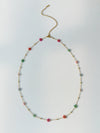 Wholesale Titanium Steel Colorful Pink Flower Drop Shape Necklace Waist Chain Anklet Set