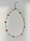 Wholesale Titanium Steel Colorful Pink Flower Drop Shape Necklace Waist Chain Anklet Set