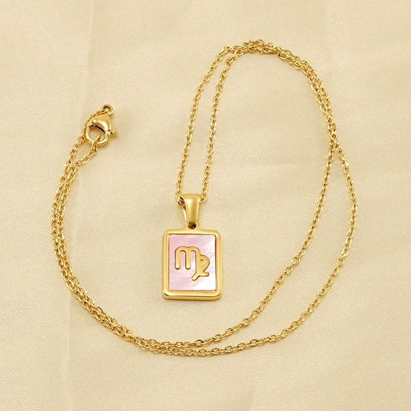 Wholesale Titanium Steel Constellation Shell Necklace For Women With 18K Gold Electroplated Pendant