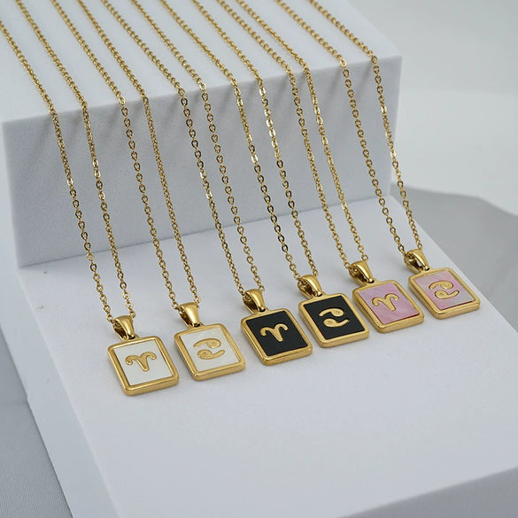 Wholesale Titanium Steel Constellation Shell Necklace For Women With 18K Gold Electroplated Pendant