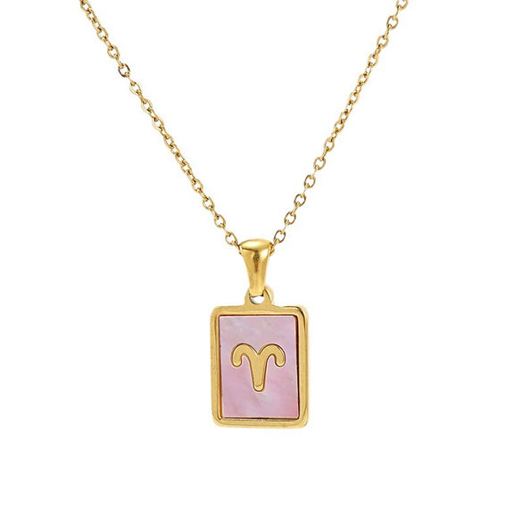 Wholesale Titanium Steel Constellation Shell Necklace For Women With 18K Gold Electroplated Pendant