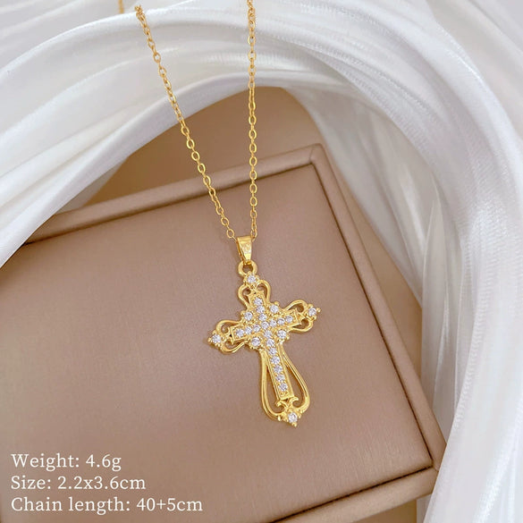 Wholesale Titanium Steel Copper Microinlay Geometric Minimalist Necklace Unisex With Real Gold Electroplating And Diamond Design