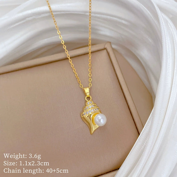 Wholesale Titanium Steel Copper Microinlay Geometric Minimalist Necklace Unisex With Real Gold Electroplating And Diamond Design
