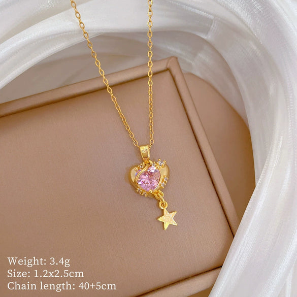 Wholesale Titanium Steel Copper Microinlay Geometric Minimalist Necklace Unisex With Real Gold Electroplating And Diamond Design