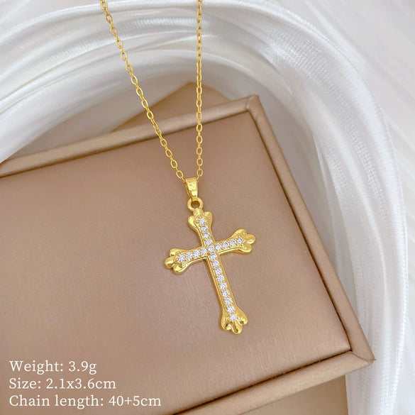 Wholesale Titanium Steel Copper Microinlay Geometric Minimalist Necklace Unisex With Real Gold Electroplating And Diamond Design