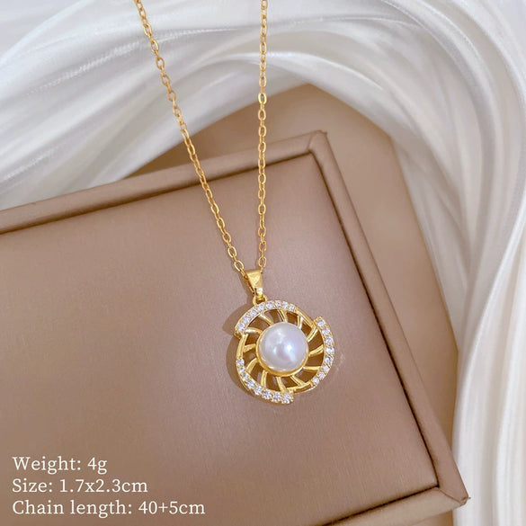 Wholesale Titanium Steel Copper Microinlay Geometric Minimalist Necklace Unisex With Real Gold Electroplating And Diamond Design
