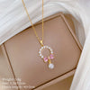 Wholesale Titanium Steel Copper Microinlay Geometric Minimalist Necklace Unisex With Real Gold Electroplating And Diamond Design
