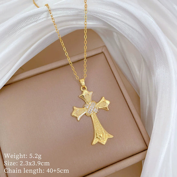 Wholesale Titanium Steel Copper Microinlay Geometric Minimalist Necklace Unisex With Real Gold Electroplating And Diamond Design