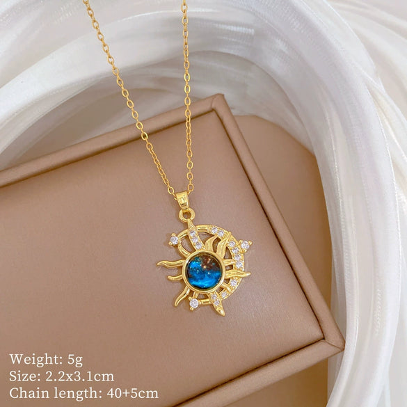 Wholesale Titanium Steel Copper Microinlay Geometric Minimalist Necklace Unisex With Real Gold Electroplating And Diamond Design