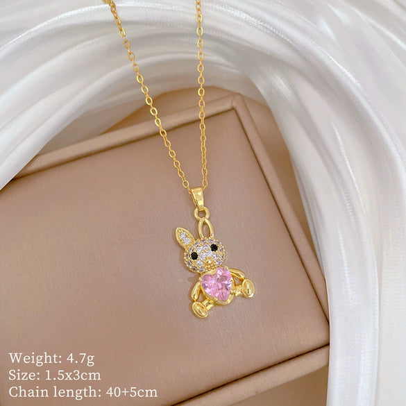 Wholesale Titanium Steel Copper Microinlay Geometric Minimalist Necklace Unisex With Real Gold Electroplating And Diamond Design
