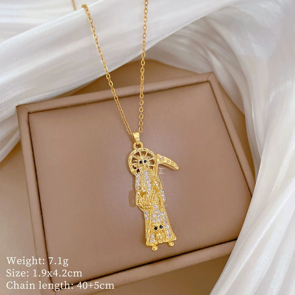 Wholesale Titanium Steel Copper Microinlay Geometric Minimalist Necklace Unisex With Real Gold Electroplating And Diamond Design