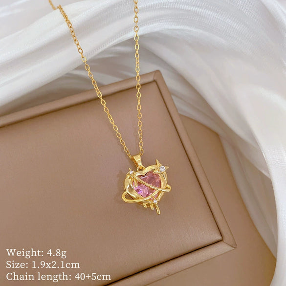 Wholesale Titanium Steel Copper Microinlay Geometric Minimalist Necklace Unisex With Real Gold Electroplating And Diamond Design