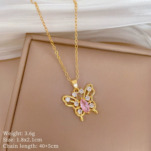 Wholesale Titanium Steel Copper Microinlay Geometric Minimalist Necklace Unisex With Real Gold Electroplating And Diamond Design