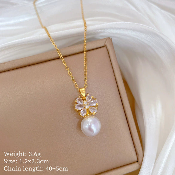 Wholesale Titanium Steel Copper Microinlay Geometric Minimalist Necklace Unisex With Real Gold Electroplating And Diamond Design