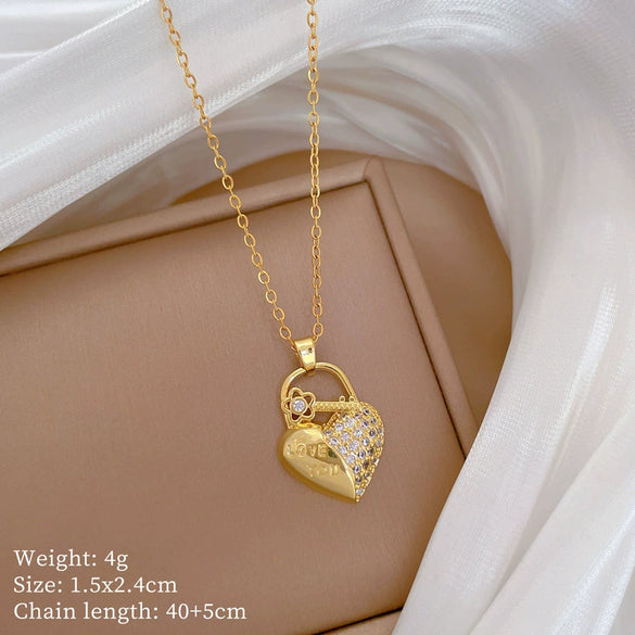 Wholesale Titanium Steel Copper Microinlay Geometric Minimalist Necklace Unisex With Real Gold Electroplating And Diamond Design