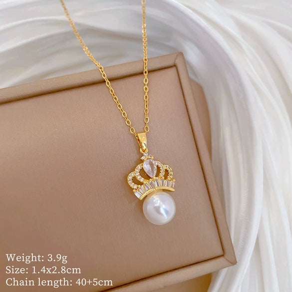 Wholesale Titanium Steel Copper Microinlay Geometric Minimalist Necklace Unisex With Real Gold Electroplating And Diamond Design
