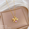 Wholesale Titanium Steel Copper Microinlay Geometric Minimalist Necklace Unisex With Real Gold Electroplating And Diamond Design