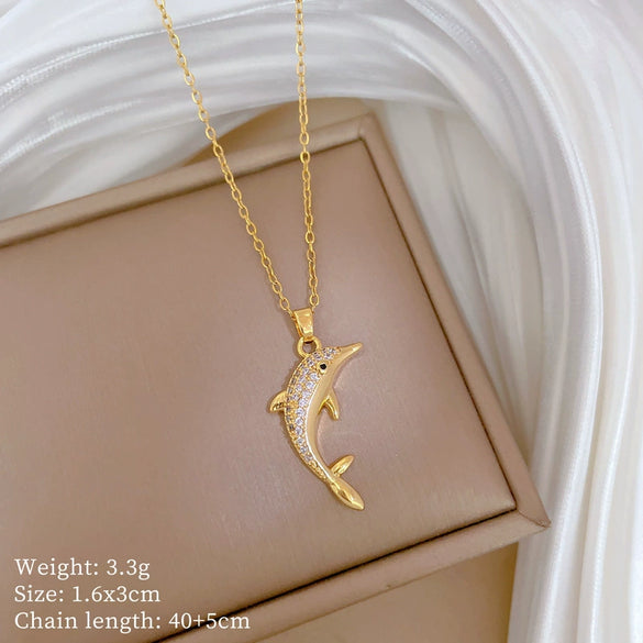 Wholesale Titanium Steel Copper Microinlay Geometric Minimalist Necklace Unisex With Real Gold Electroplating And Diamond Design