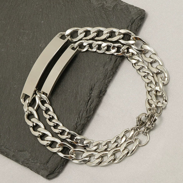 Wholesale Titanium Steel Couple Bracelet Geometric Fashion Polished Jewelry For Men And Women