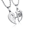 Wholesale Titanium Steel Couple Necklace With Four Leaf Clover Pendant And Letters Numbers Text Pattern