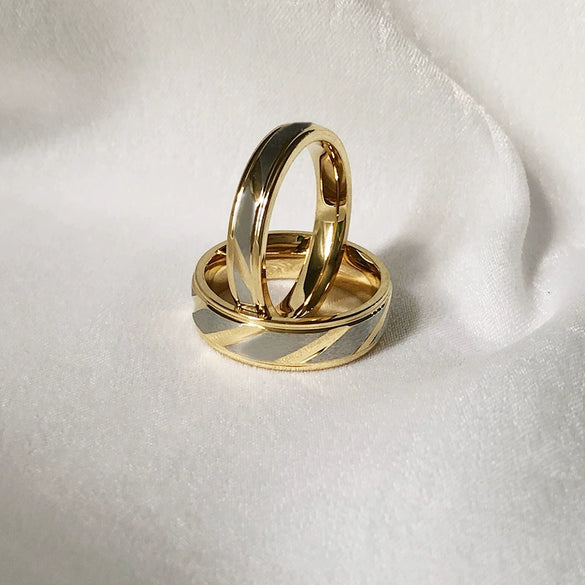 Wholesale Titanium Steel Couple Ring Simple Style Geometric Pattern Electroplated