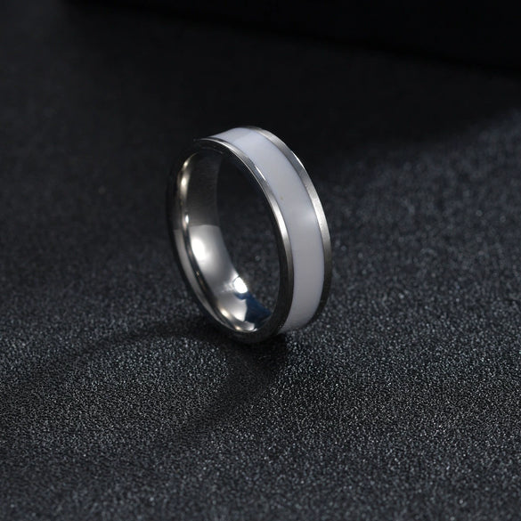 Wholesale Titanium Steel Couple Ring With Dripping Oil Design And Electroplating Treatment