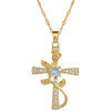 Wholesale Titanium Steel Cross Flower Necklace With Zirconium For Women Cartoon Style Geometric Pattern
