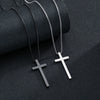 Wholesale Titanium Steel Cross Necklace With Geometric Pendant And Pearl Chain Electroplated