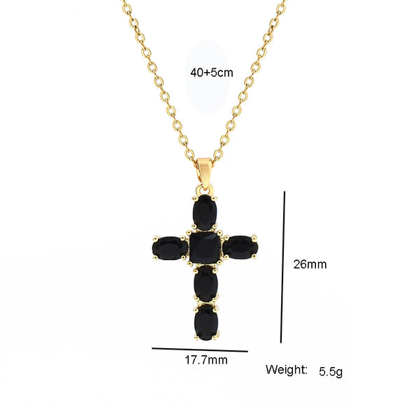Wholesale Titanium Steel Cross Ochain Necklace For Women With Inlaid Zircon And Geometric Design
